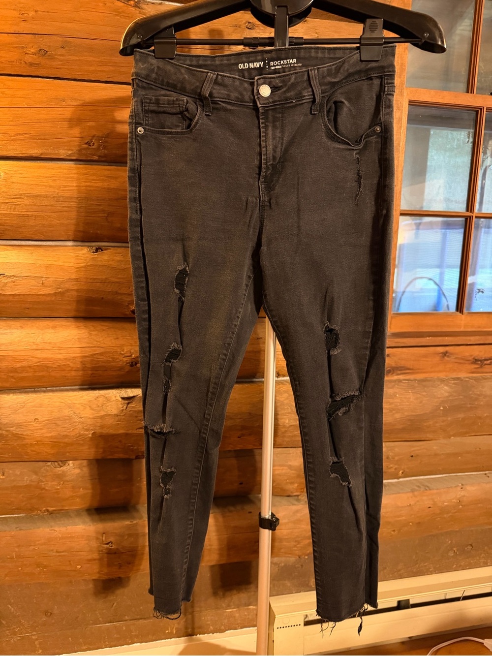 Old Navy Black Rockstar Skinny Distressed Jeans